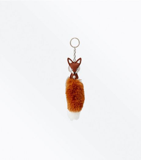 Brown Faux Fur Fox Pom Pom Keyring | New Look