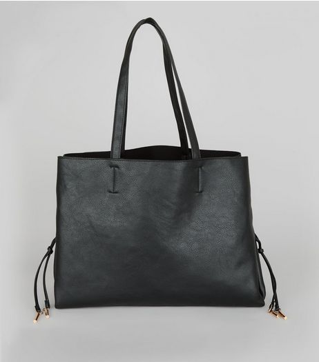 Black Lace Up Sides Tote Bag | New Look
