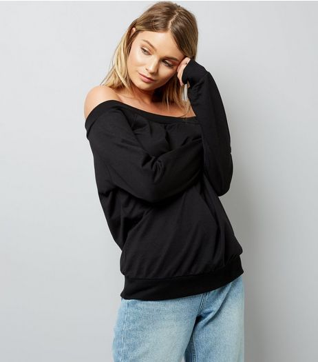 Black Bardot Neckline Sweater | New Look
