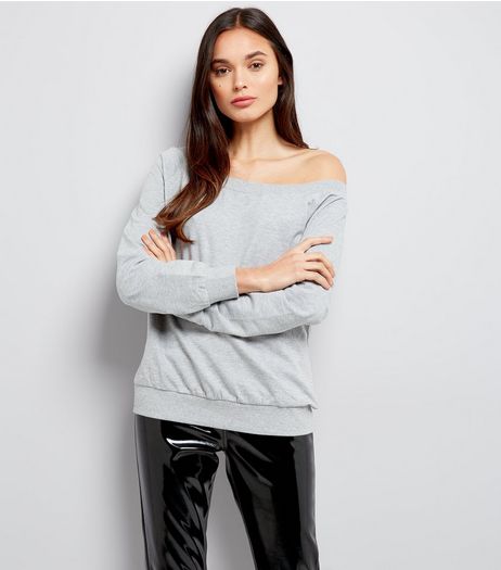 Grey Bardot Neckline Sweater | New Look
