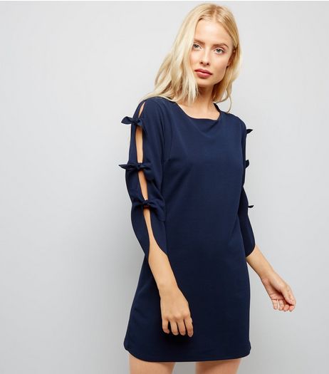 Mela Blue Bow Sleeve Dress | New Look