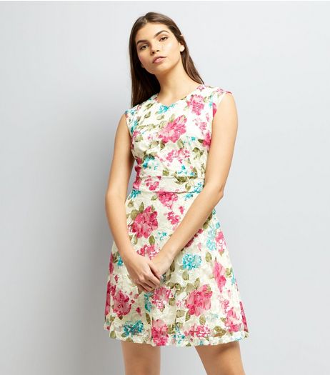 Mela Cream Floral Print Sleeveless Dress | New Look