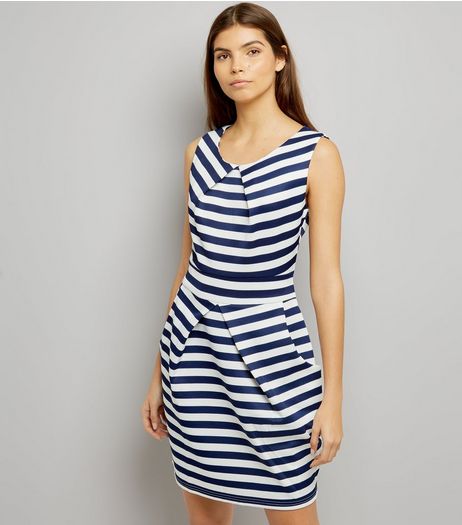 Mela White Stripe Tulip Dress | New Look