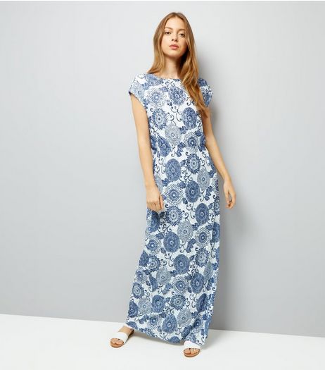 Mela Blue Lace Print Maxi Dress | New Look