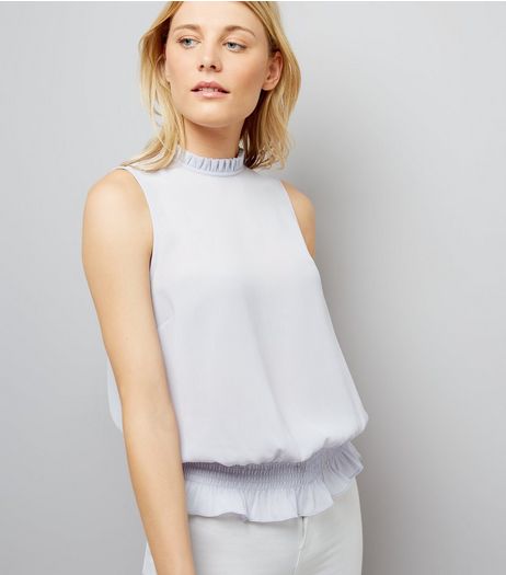 Pale Blue Shirred Waist Blouse | New Look