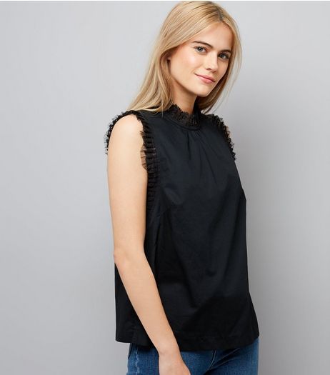 Black Lace Trim Top | New Look