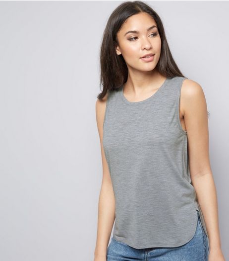 Grey Split Hem Tank Top | New Look