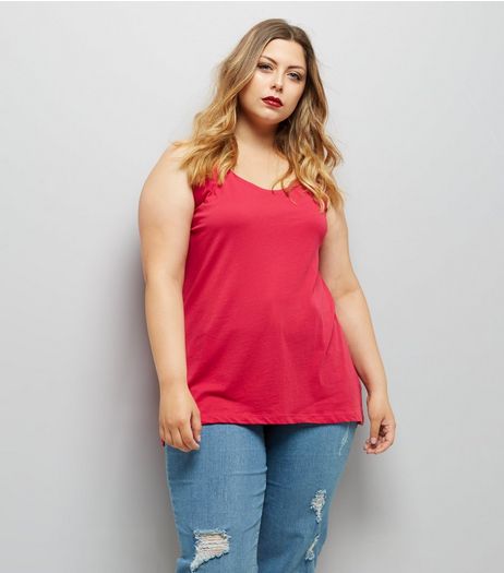 Curves Pink Scoop Neck Vest | New Look