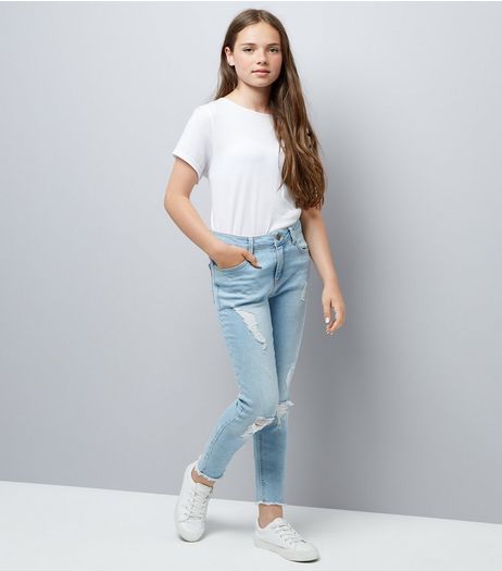Teens Blue Extreme Ripped Jeans | New Look