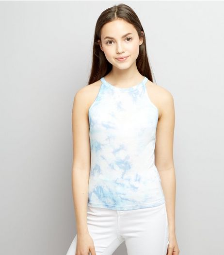 Teens Pale Blue Tie Dye Cami Top | New Look