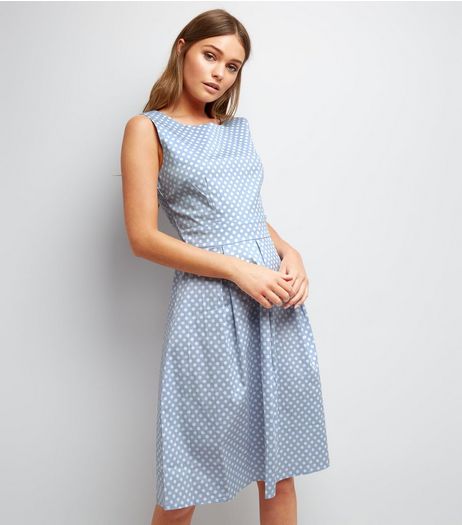 Apricot Pale Blue Polka Dot Sleeveless Midi Dress | New Look