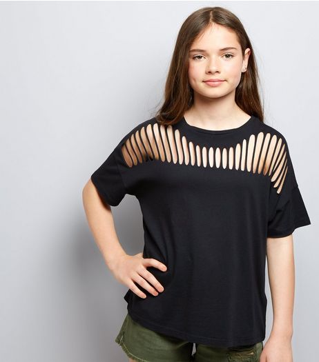 Teens Black Ladder Front T-Shirt | New Look