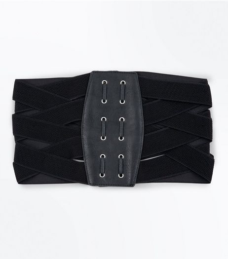 Black Elasticated Waist Corset Belt | New Look