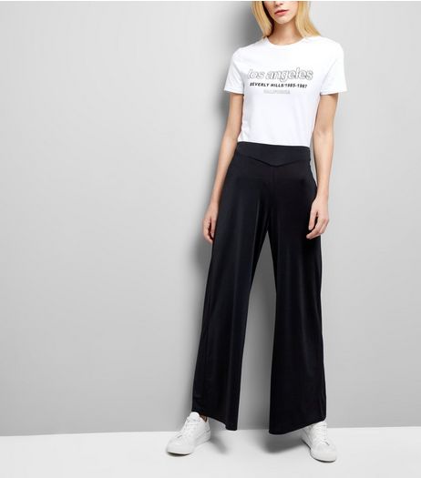 Black Stretch Wide Leg Trousers | New Look