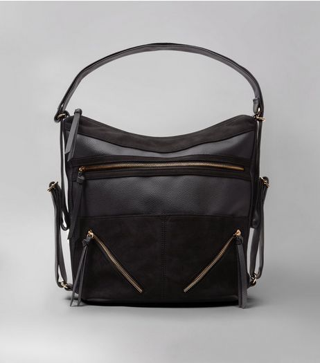 Black Zip Panel Shoulder Bag | New Look