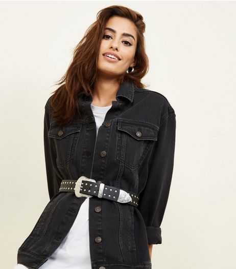 Black Studded Western Belt | New Look