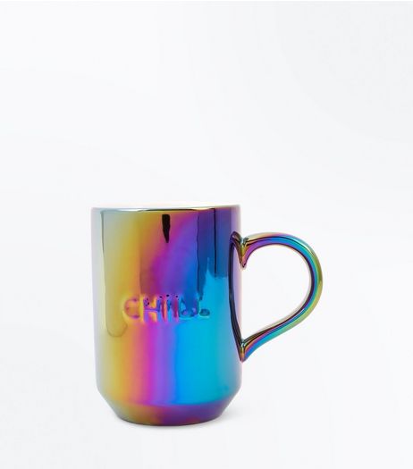 Purple Holographic 'Chill' Slogan Mug | New Look