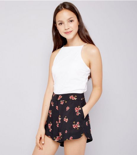 Teens Black Floral Print Shorts | New Look