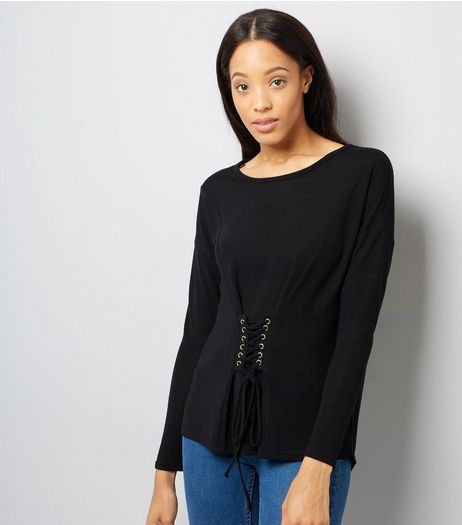Blue Vanilla Black Corset Long Sleeve Top | New Look