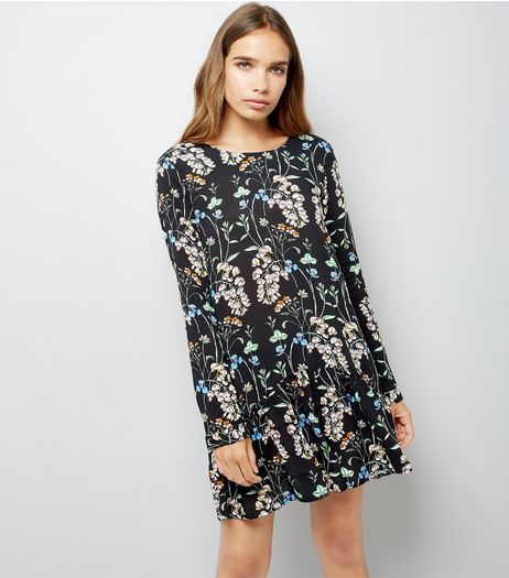 Blue Vanilla Black Floral Print Playsuit | New Look