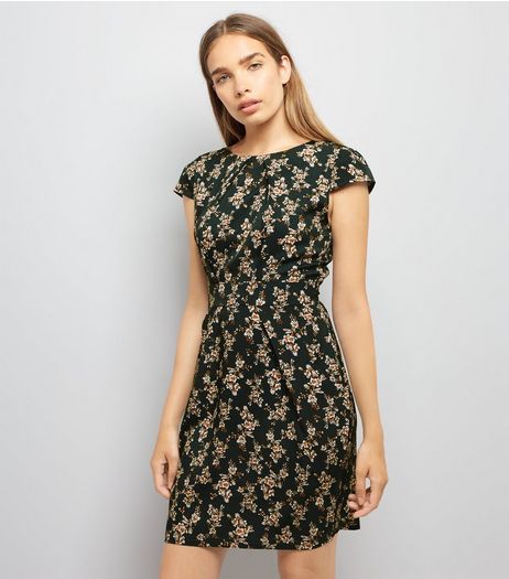 Blue Vanilla Green Floral Print Tulip Dress | New Look