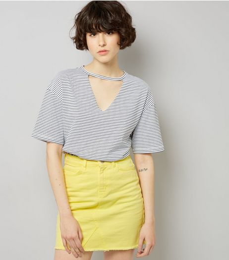 Yellow Seam Trim Denim Skirt | New Look