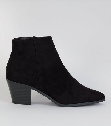 Black Suedette Western Ankle Boots | New Look