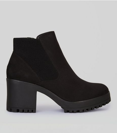 Black Chelsea Block Heel Ankle Boots | New Look