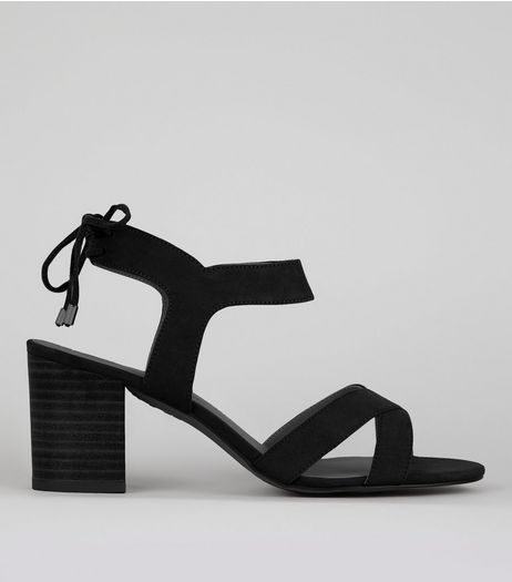 Black Ankle Tie Up Sandals | New Look
