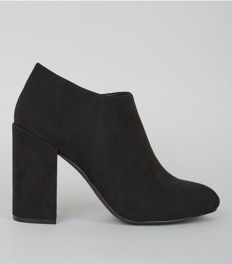 Black Suedette Block Heel Shoe Boots | New Look