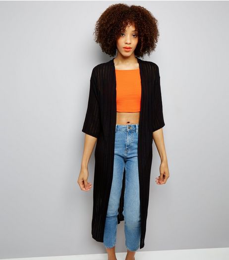 Black Split Side Kimono | New Look