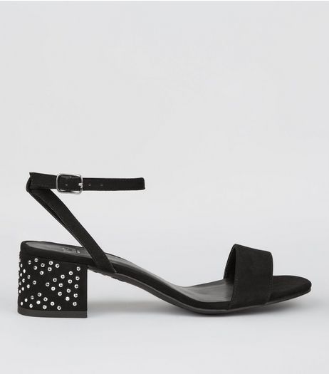 Teens Black Embellished Block Heels | New Look