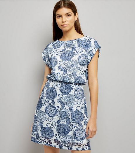 Mela White Abstract Print Dress | New Look