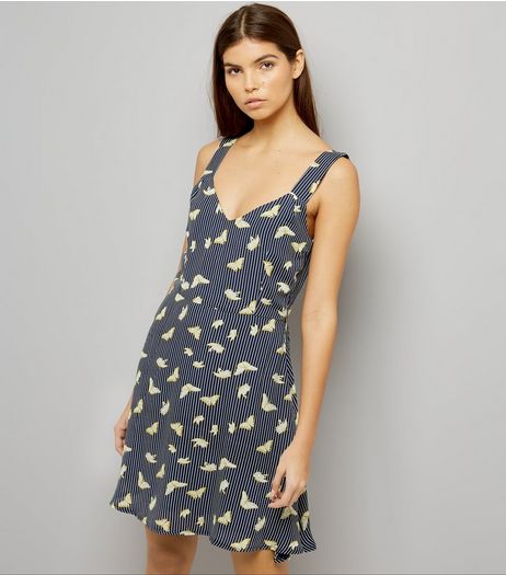 Mela Navy Butterfly Print Dress | New Look