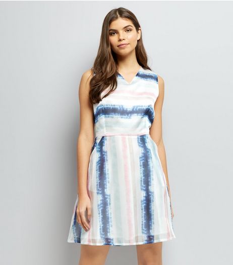 Mela White Stripe Sleeveless Dress | New Look