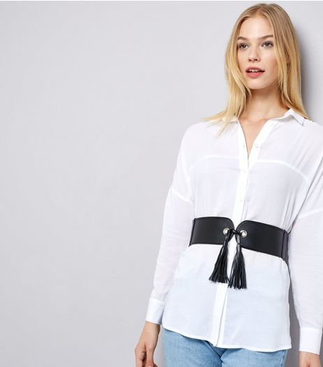 Black Tassel Tie Waist Belt | New Look