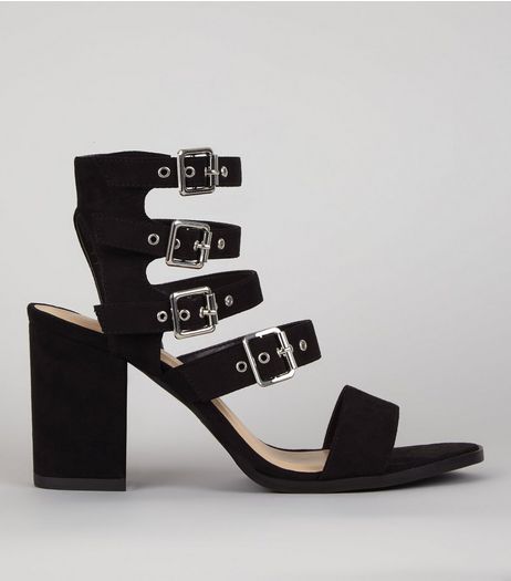Black Suedette Buckle Strap Sandals | New Look