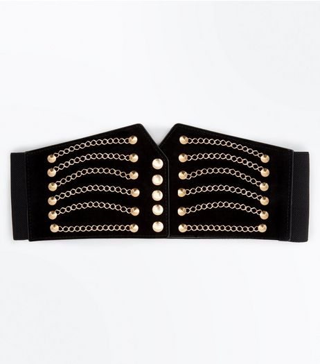 Black and Gold Chain Detail Corset Belt | New Look