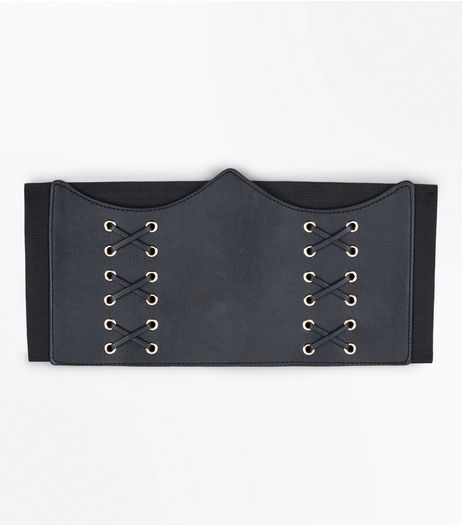 Black Curved Top Corset Belt | New Look