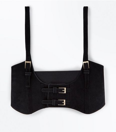 Black Velvet Under Bust Corset Belt | New Look