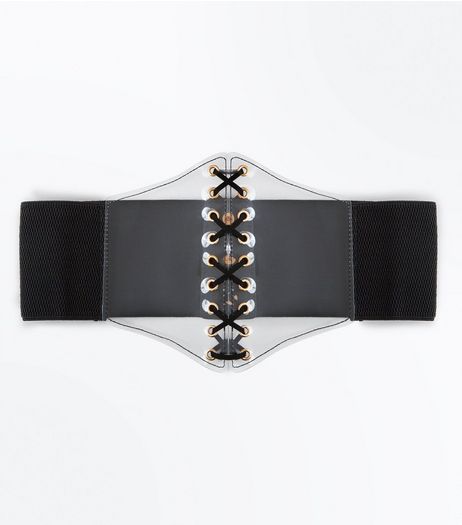 Black Clear Panel Corset Belt | New Look