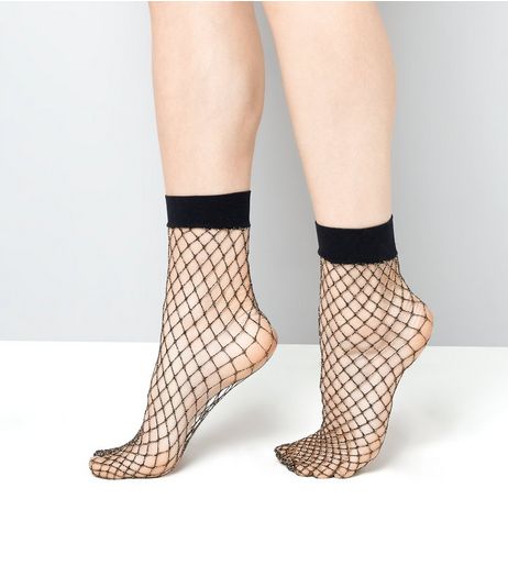 Black Metallic Fishnet Socks | New Look