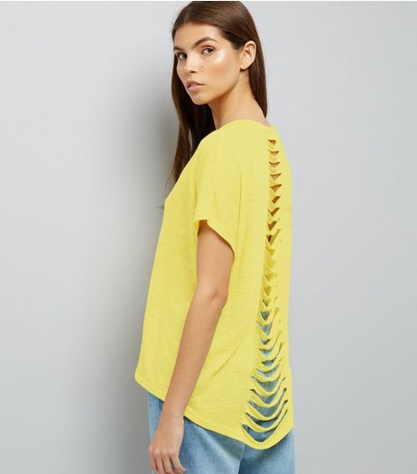 Yellow Cut Out Back T-Shirt | New Look