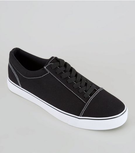 Black Contrast Stitch Trainers | New Look