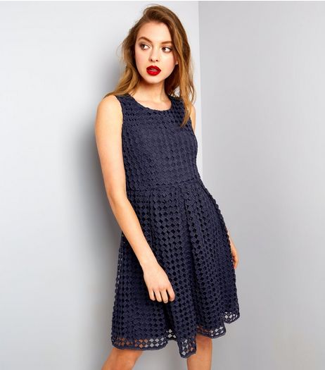 Apricot Navy Circle Lace Dress Mini Dress | New Look