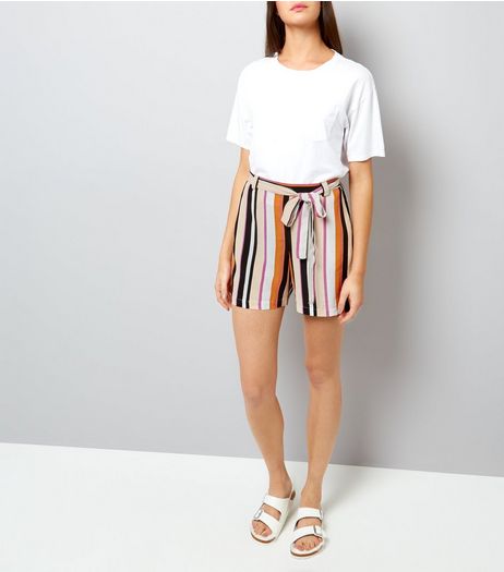 Pink Stripe Tie Waist Shorts | New Look