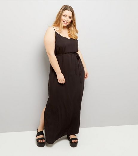 Curves Black Cross Strap Back Maxi Dress | New Look