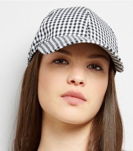 Black Gingham Cap | New Look