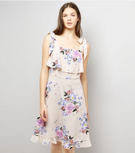 Tall Pink Floral Print Tie Strap Dress | New Look
