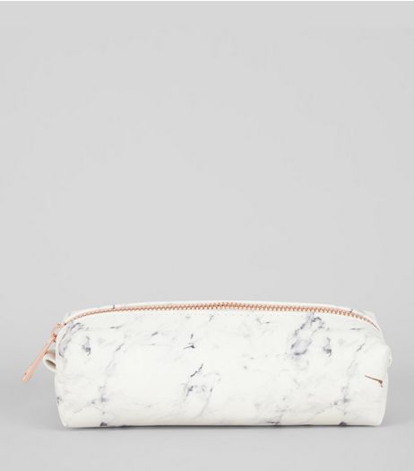 White Marble Pencil Case | New Look
